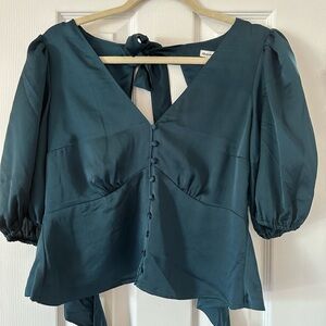 Abercrombie Open Back Satin Blouse, Size Medium